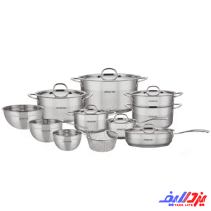 سرویس قابلمه 17 پارچه استیل عرشیا مدل SS339‑3642