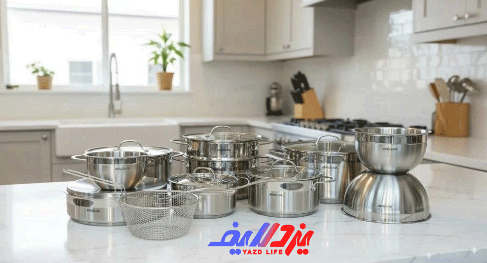 سرویس قابلمه 17 پارچه استیل عرشیا مدل SS339‑3642