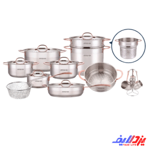 سرویس قابلمه استیل ۱۹ پارچه عرشیا مدل SS360‑3278