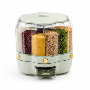 سطل حبوبات چرخشی ۶ خانه ۱۰ لیتری مدل Rotating Rice Barrel