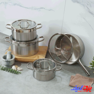 سرویس قابلمه 8 پارچه استیل عرشیا مدل SS014-2767