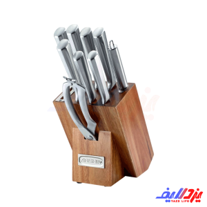 سرویس کارد 10 پارچه عرشیا KS112-3270 | تیغه فولادی | پایه چوبی